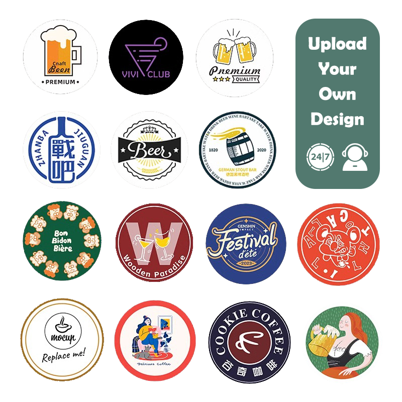 Absorbent Pulpboard Coasters Durable for Beer Cold Drinks Custom Sizes Shapes HLCOA1002